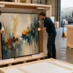 Fine art logistics in South Africa with artwork being professionally packed into a shipping crate